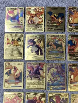 Set of 50 Charizard V, VMax, GX, EX & More Gold Foil Fan Art Card MP-LP - Image 2