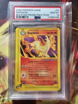 1x -PSA 10 2002 Pokemon League Rapidash Black Star Promo Pokemon Center New York - Image 1