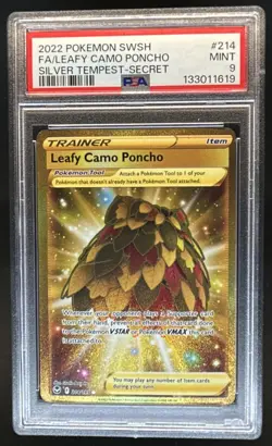 2022 Pokemon SWSH Silver Tempest Leafy Camo Poncho #214/195 PSA 9 - Image 1