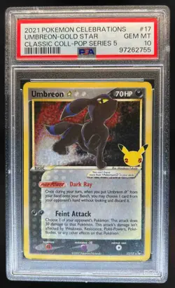 2021 Pokemon SWSH Celebrations Umbreon Classic Collection #17/17 PSA 10 - Image 1