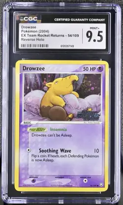 Pokemon Drowzee 54/109 Team Rocket Returns Reverse Holo - CGC 9.5 Mint+ - Image 1