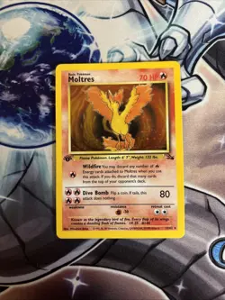 Pokemon Fossil Moltres 1st Edition Holo 12/62 MP (VP) - Image 1