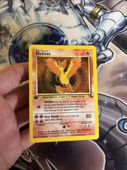 Pokemon Fossil Moltres 1st Edition Holo 12/62 MP (VP) - Image 2