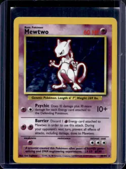1999 Pokemon Unlimited Mewtwo Rare Holo #10/102 - Image 1