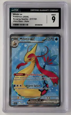 Pokemon Milotic ex Ultra Rare Holo #217/191 Surging Sparks 2024 - CGC 9 Mint - Image 1