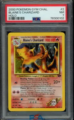 2000 POKEMON GYM CHALLENGE HOLO #2 BLAINE'S CHARIZARD PSA 7 - Image 1