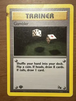 1st Edition Gambler 60/62 - Fossil - Common Trainer - Pokemon - NP/HP - Image 1