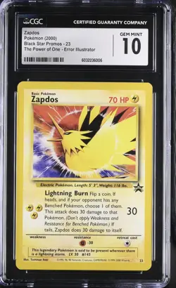 Zapdos #023 Power of One Promo Aoki Illustrator Error CGC Pristine 10 Pokemon - Image 1