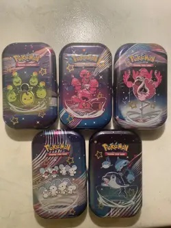 Pokemon Paldean Fates Mini Tin Complete Art Set New Booster Packs Factory Sealed - Image 1
