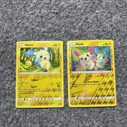 Pokemon Minun Plusle Lot Reverse Holo Shining Legends 33/74 34/74 Card TCG - Image 1