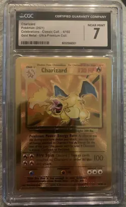 🔥 CHARIZARD METAL CARD ~ POKEMON CELEBRATIONS ~ CGC 7 Base Set Art - Image 1