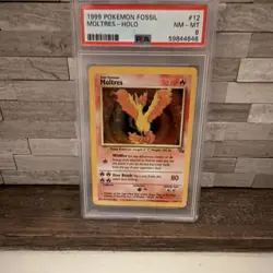 Pokemon Moltres Fossil Holo Rare Card 12/62 PSA 8 English Unlimited - Image 1