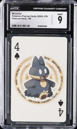 2009 POKEMON PLAYING CARDS JAPANESE PLATINUM DECK 4 SPADE MUNCHLAX CGC 9 - Image 1