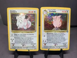Pokemon TCG Clefable & Clefairy 2 Card Holo Rare Lot Jungle & Base Set 1999 WOTC - Image 1