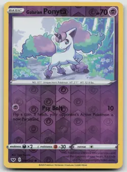 Pokemon Card Galarian Ponyta REVERSE HOLO SWSH01: Sword & Shield Base 081/202 - Image 1