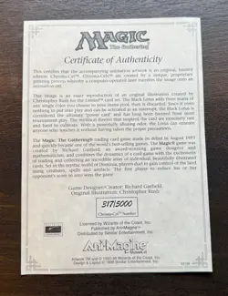 MTG (Magic the Gathering)Limited Edition Black Lotus Framed Chroma-Cel Print COA - Image 3