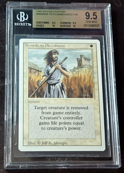 Swords to Plowshares BGS 9.5 Quad++GEM MINT w/10's Revised 3rd Edition MTG - Image 1
