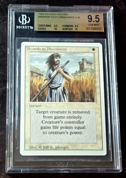 Swords to Plowshares BGS 9.5 Quad++GEM MINT w/10's Revised 3rd Edition MTG - Image 2