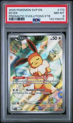 2025 POKEMON SVP EN-SV BSP | PRISMATIC EVOLUTIONS ETB EEVEE 173 PSA 8 - Image 1