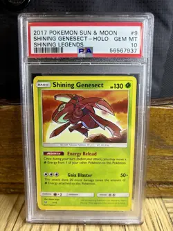 2017 POKEMON SUN & MOON SHINING LEGENDS #9 SHINING GENESECT-HOLO PSA 10 - Image 1