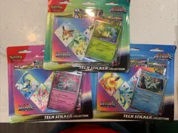 Pokemon TCG Prismatic Evolutions Tech Sticker Collection X3 • New & Sealed - Image 1