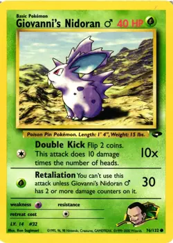 Pokemon TCG Giovannis Nidoran 76/132 Gym Challenge Unlimited LP - Image 1