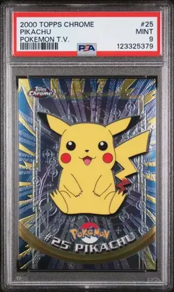 2000 Pokemon Topps Chrome Pikachu #25 PSA 9 with Guard - Image 2