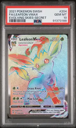 2021 POKEMON SWORD & SHIELD EVOLVING SKIES SECRET FULL ART/LEAFEON VMAX PSA 10 - Image 1