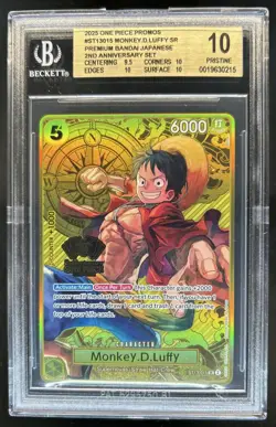 2025 One Piece 2nd Anniversary Promo Monkey D Luffy SR #ST13-015 BGS 10 - Image 1