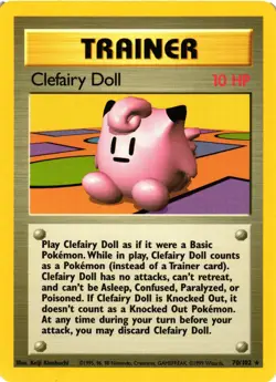 Pokemon TCG Clefairy Doll 70/102 Rare Non-Holo Card Base Set VLP - Image 1