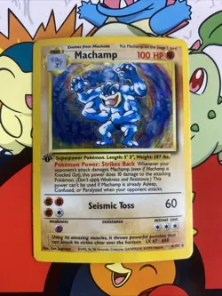 Machamp Pokemon Card 1st Edition Holo WOTC 8/102 Base Set Rare Vintage 1999 MP - Image 1