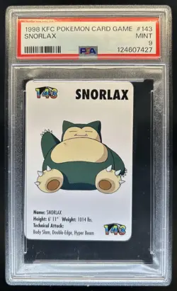 1998 Pokemon KFC Mini Card Game Snorlax #143 PSA 9 MINT - Image 1