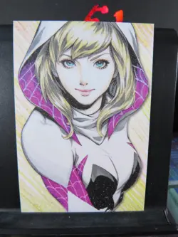 Gwen Stacy Marvel Rare Glitter Art Card Collectible Comic Character NM Spiderman - Image 1