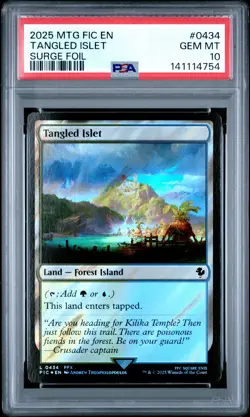 2025 MTG FINAL FANTASY COMMANDER SURGE FOIL #0434 TANGLED ISLET PSA 10 - Image 1