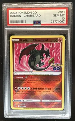 2022 Pokemon SWSH Pokemon GO Radiant Charizard #011/078 PSA 10 - Image 1