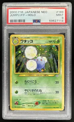 2000 Pokemon Neo Gold, Silver, to a New World...JP Jumpluff Rare Holo #189 PSA 9 - Image 1
