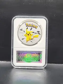 Pokemon Pikachu Worth Collection Collectible Silver Coin W/ Case - Image 1
