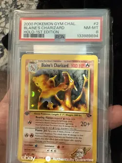 Pokemon 2000 Gym Challenge Holo 1st Edition Blaine's Charizard PSA 8 - Image 2