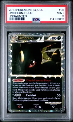 2010 POKEMON HEARTGOLD & SOULSILVER UNDAUNTED #86 UMBREON-HOLO PSA 9 - Image 1
