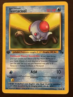 Pokemon TCG Tentacool Fossil 56/62 1st Edition Common Basic 30 HP English 1999 - Image 1