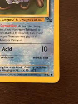 Pokemon TCG Tentacool Fossil 56/62 1st Edition Common Basic 30 HP English 1999 - Image 3