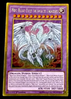 Yugioh Neo Blue-Eyes Ultimate Dragon MVP1-ENG01 Gold Rare LP - Image 1