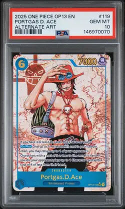 2025 ONE PIECE OP13 119 CARRYING ON HIS WILL PORTGAS D ACE SEC ALT ART PSA 10 - Image 1
