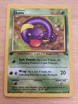 Pokemon TCG Ekans Fossil 1st Edition Regular Common Card 46/62 - Image 1