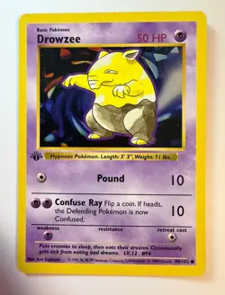 Pokemon TCG Drowzee 1st Edition Shadowless Base Set Card 49/102 - MP - Image 1