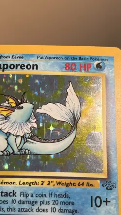 Pokemon TCG Vaporeon Holo Rare Card 12/64 Jungle Set, Vintage 1999 MP - Image 3