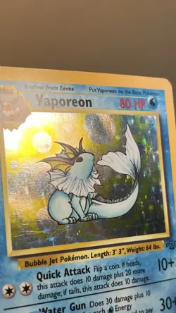 Pokemon TCG Vaporeon Holo Rare Card 12/64 Jungle Set, Vintage 1999 MP - Image 4