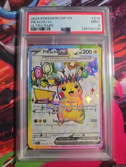 PSA 9 Mint Pikachu ex 219/191 Ultra Rare Surging Sparks SSP Pokemon Card 🔥🔥🔥 - Image 1