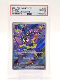 GASTLY 2024 POKEMON TEMPORAL FORCES ILLUSTRATION RARE 177/162 PSA 10 Q3420 - Image 1