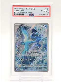 ARTICUNO 2025 POKEMON JOURNEY TOGETHER ILLUSTRATION RARE 161/159 PSA 10 Q3420 - Image 1